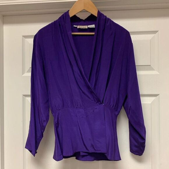 Vintage Mark Shale Purple Silk Blouse sz 8 - Picture 1 of 4